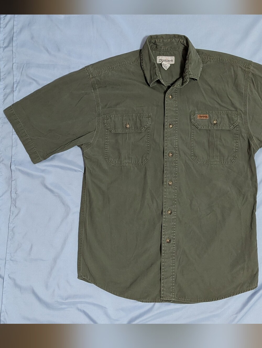 Vintage 2007 Carhartt S110 MOS Moss Green Short Sleeve Work Shirt Men's Small